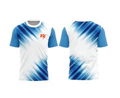 Dynamic Blue & White Graphic Print T-Shirt