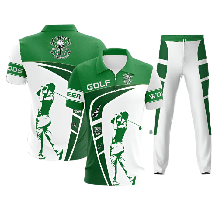 Customizable Golf Jogger Pants - Green & White Panel Design