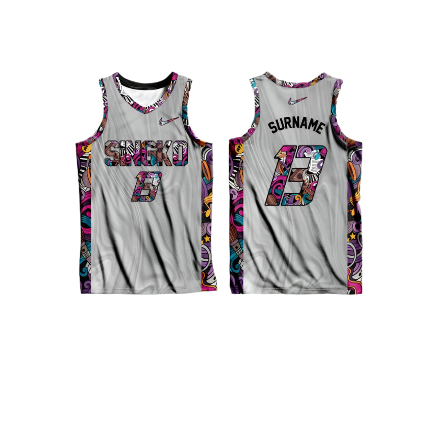 Abstract Doodle Design Basketball Jersey Sando